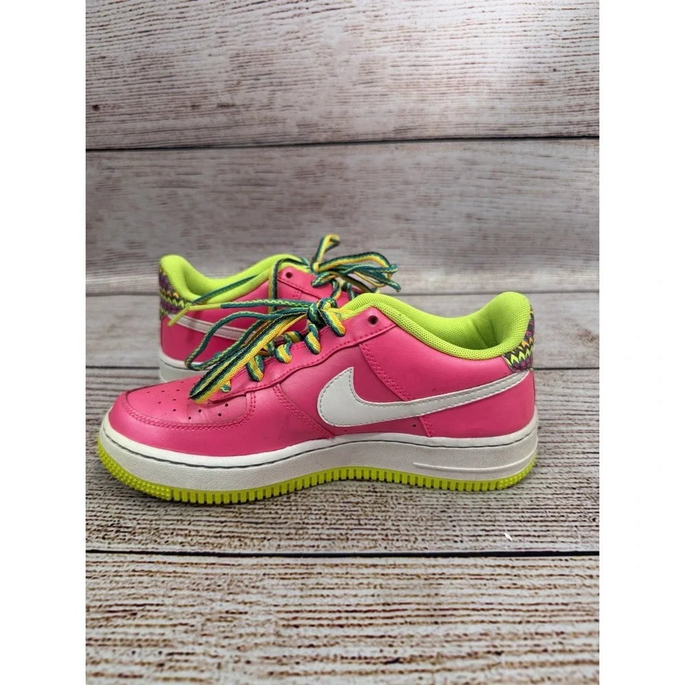 Nike Air Force 1 Low GS Pink Blast Volt Shoes Size 4Y CW5761-600 Used